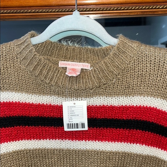 URBAN OUTFITTERS Brown Red Oversized Striped Boyfriend Sweater Wool Blend Size S - Picture 4 of 7